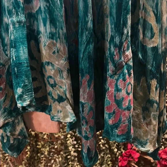 Teal Floral Women's Dress - Picture 3 of 5